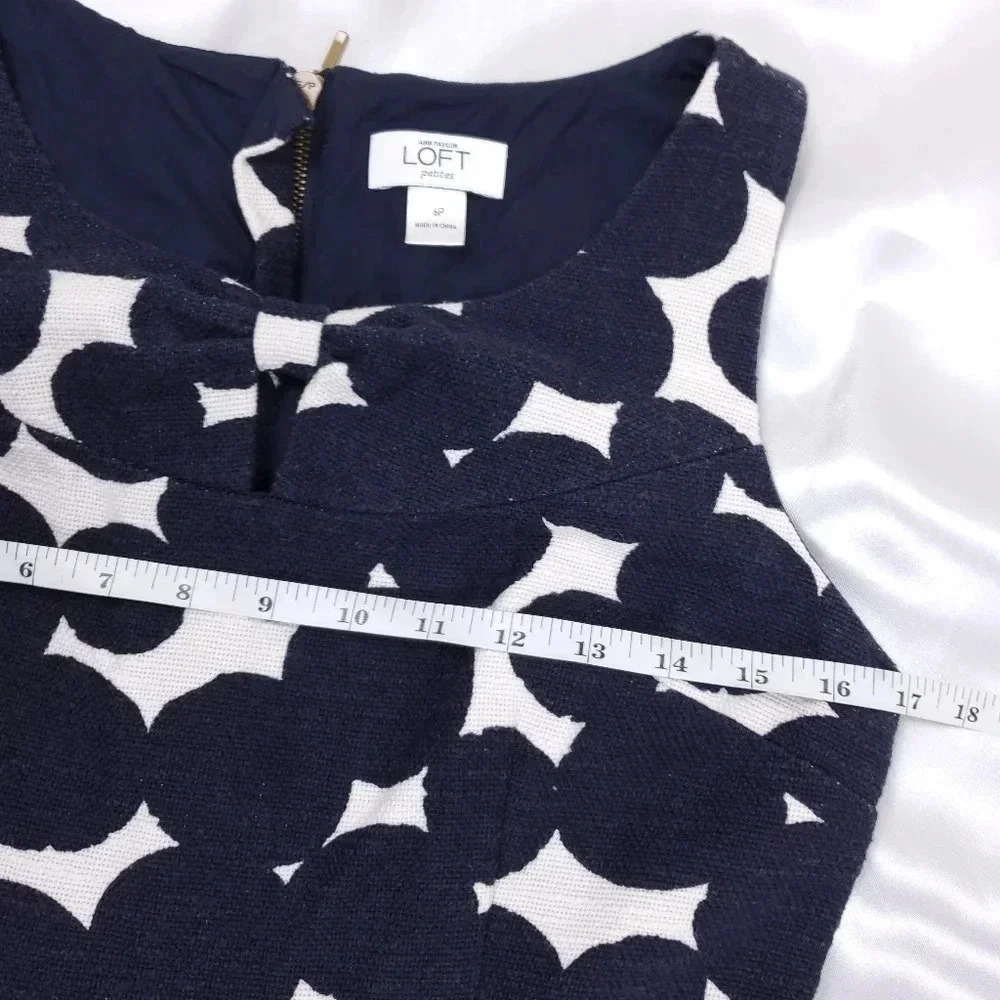 Loft Shift Dress Women's Size 6P Sleeveless Blue & White w/Pockets - Picture 5 of 13